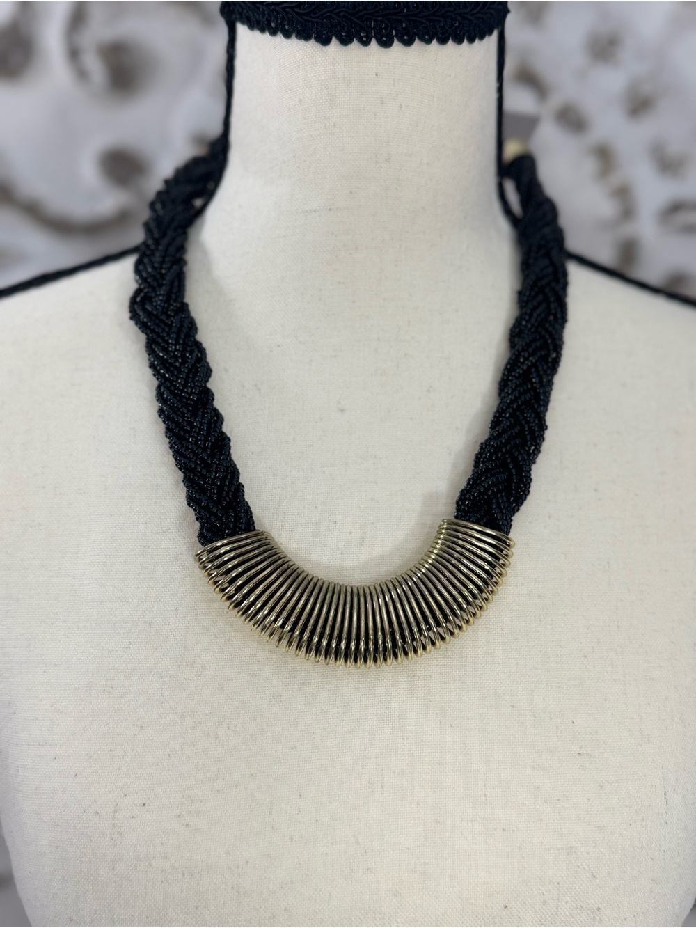 Statement Seed Bead Necklace Black